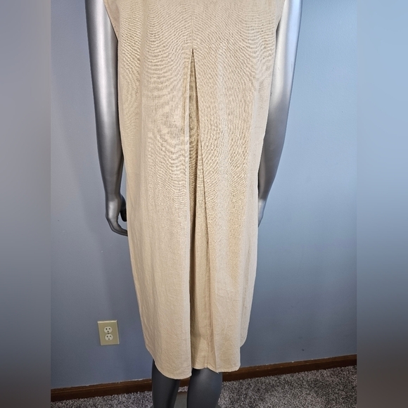 Anne Klein NWT Women's Size L Khaki Beige Linen Blend Sleeveless Midi Dress - Picture 7 of 14